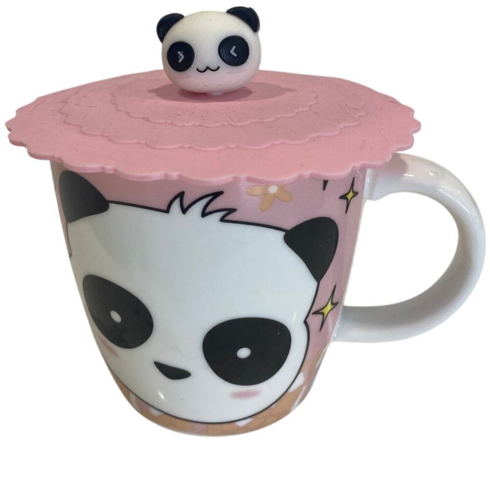 New Good Times  Porcelain Ceramic Cute Panda Cup with a Silicone Lid